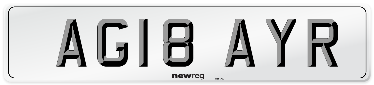 AG18 AYR Number Plate from New Reg